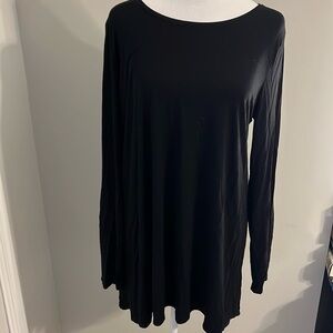 Eileen Fisher Long Sleeve Tee Shirt Viscose Stretch Minimalist Black‎ Large